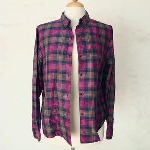 Lauren Ralph Lauren Red Plaid Shirt 100% Silk